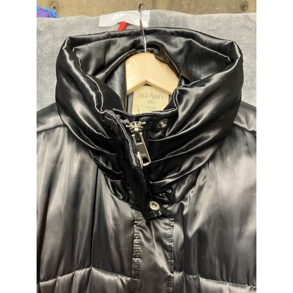 Old Navy Puffer Coat Woman’s Sz L Tall Black Gloss Quilted Outdoor Made In 2011 - Picture 10 of 13